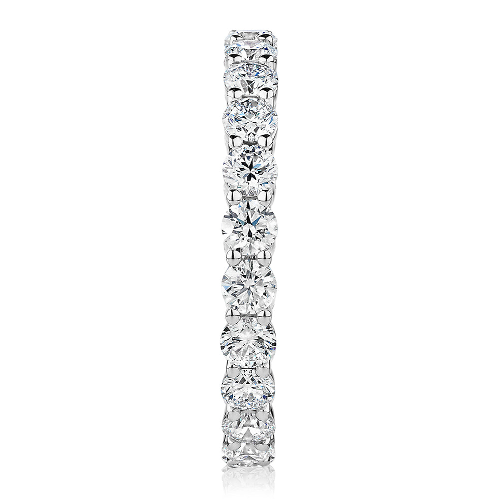 Premium Laboratory Created Diamond, 1.86 carat TW round brilliant all-rounder wedding or eternity band in 14 carat white gold
