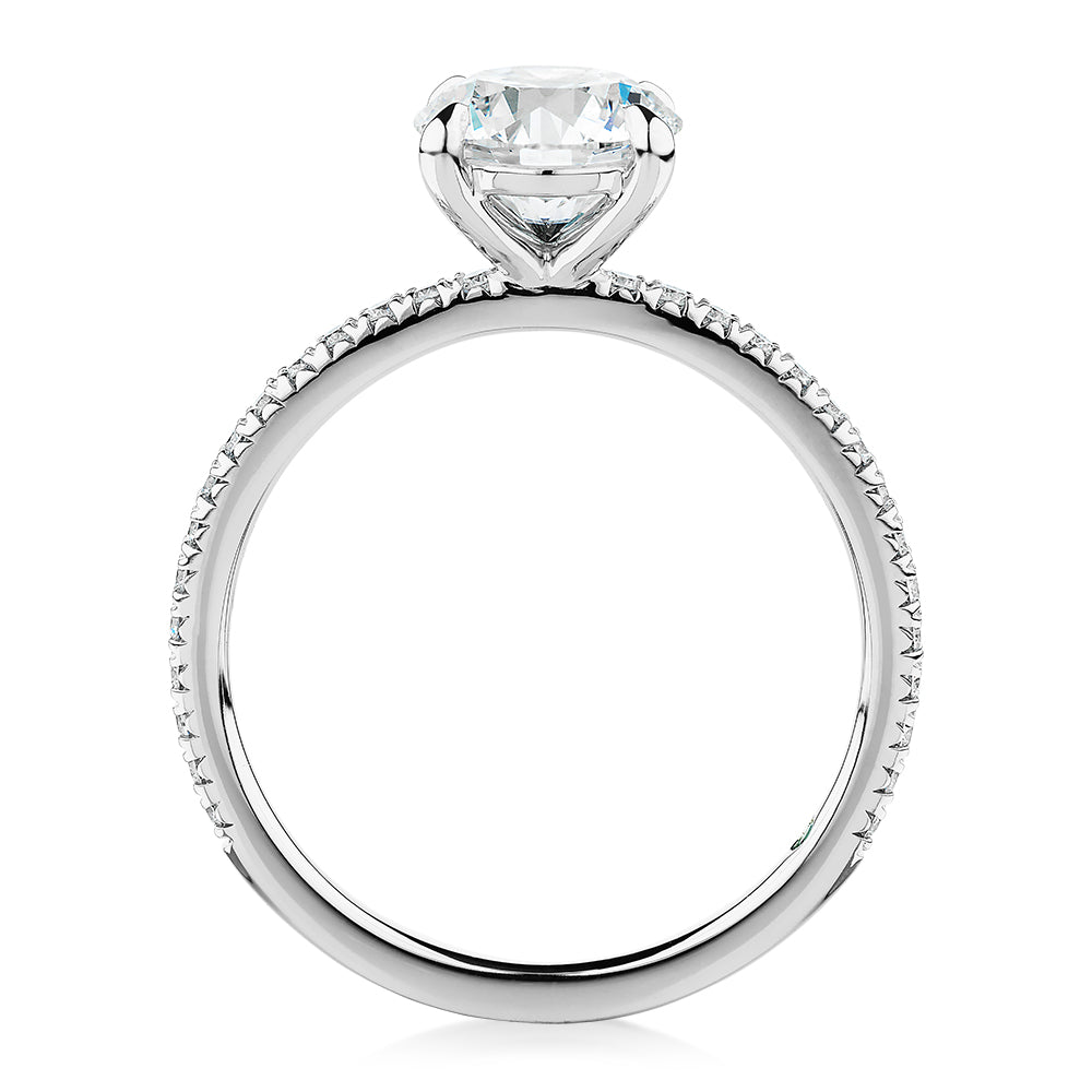 Premium Certified Laboratory Created Diamond, 1.74 carat TW round brilliant shouldered engagement ring in platinum
