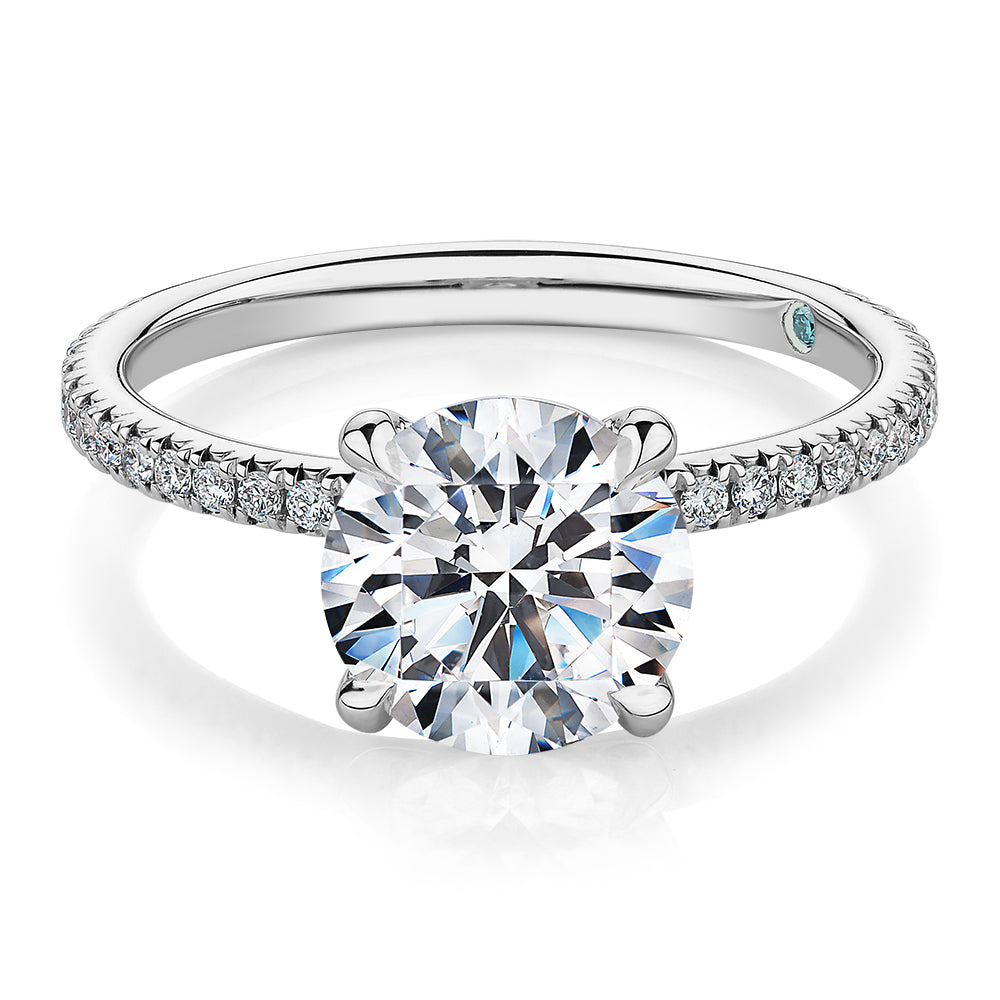 Premium Certified Laboratory Created Diamond, 2.24 carat TW round brilliant shouldered engagement ring in platinum