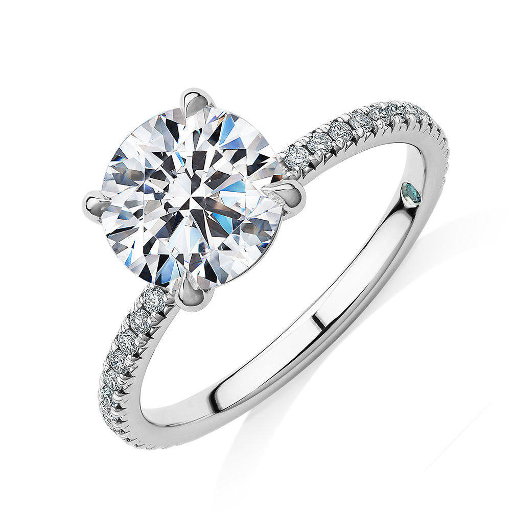 Premium Certified Laboratory Created Diamond, 2.24 carat TW round brilliant shouldered engagement ring in platinum