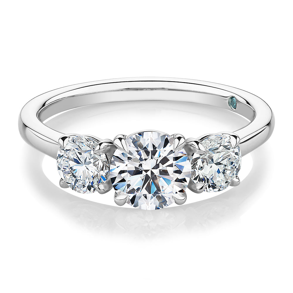 Premium Certified Lab-Grown Diamond, 1.86 carat TW round brilliant three stone ring in platinum