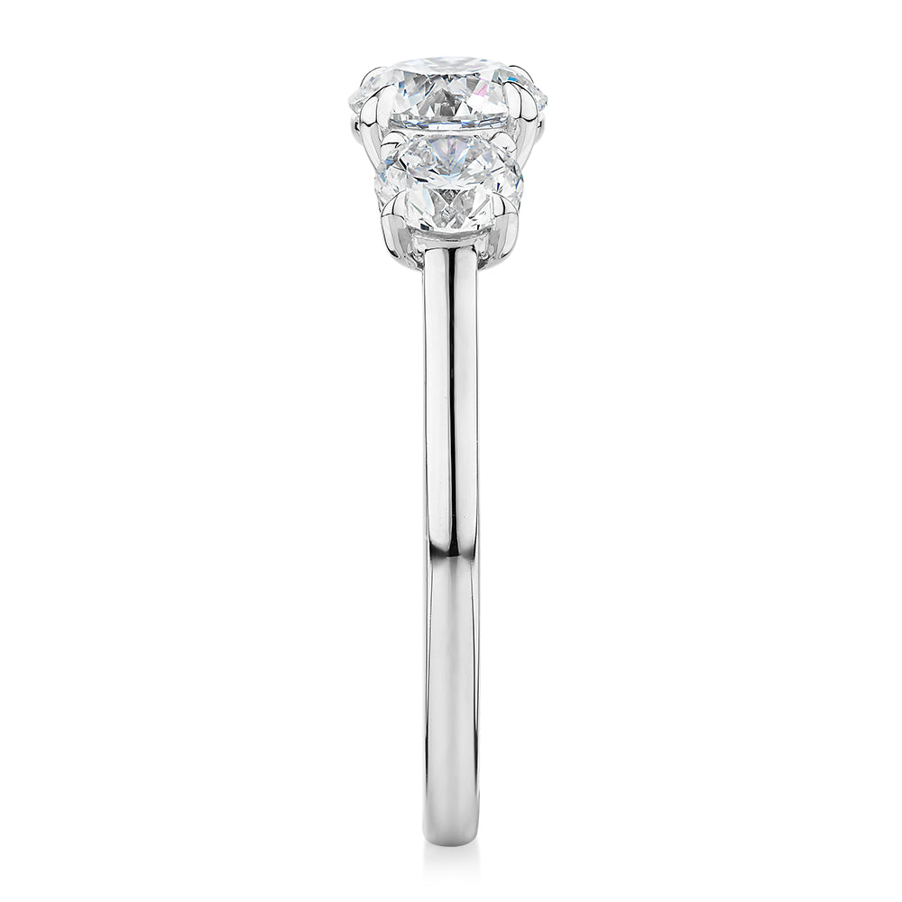 Premium Certified Lab-Grown Diamond, 1.86 carat TW round brilliant three stone ring in platinum