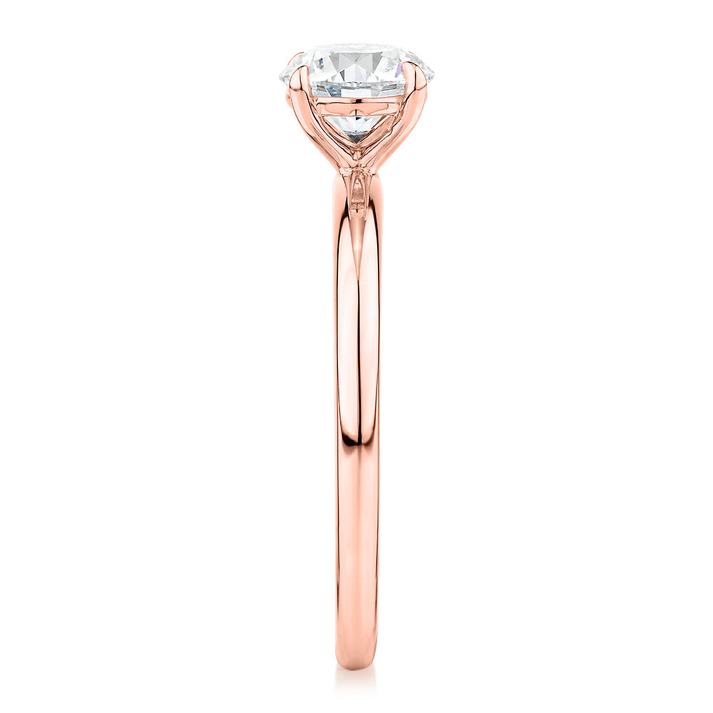 Signature Simulant Diamond 1.00 carat* round brilliant solitaire engagement ring in 14 carat rose gold
