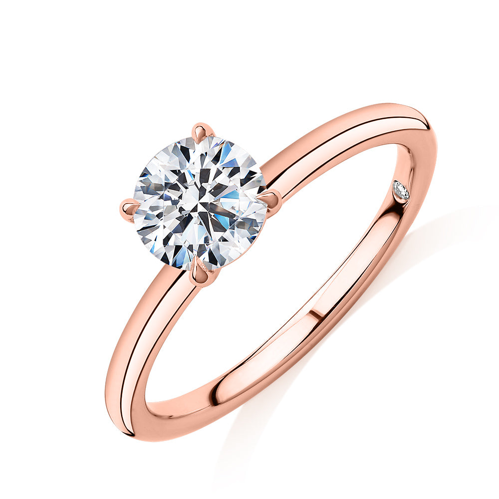 Signature Simulant Diamond 1.00 carat* round brilliant solitaire engagement ring in 14 carat rose gold