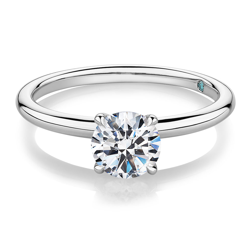Premium Certified Lab-Grown Diamond, 1.00 carat round brilliant solitaire engagement ring in 14 carat white gold