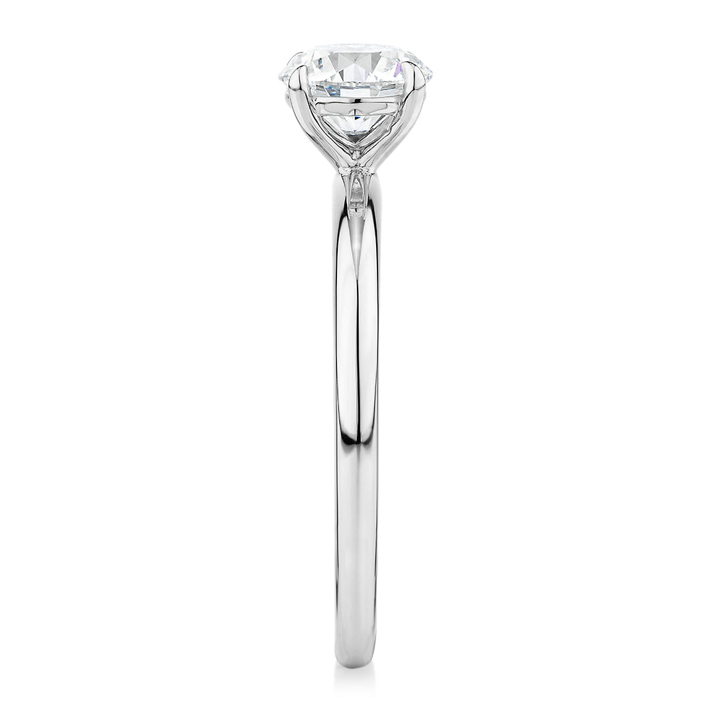Premium Certified Lab-Grown Diamond, 1.00 carat round brilliant solitaire engagement ring in 14 carat white gold