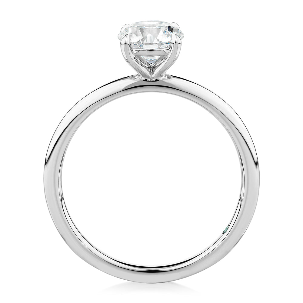 Premium Certified Lab-Grown Diamond, 1.00 carat round brilliant solitaire engagement ring in 14 carat white gold