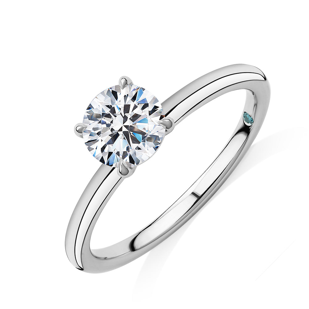 Premium Certified Lab-Grown Diamond, 1.00 carat round brilliant solitaire engagement ring in 14 carat white gold
