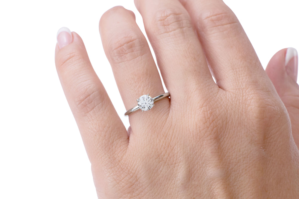 Premium Certified Lab-Grown Diamond, 1.00 carat round brilliant solitaire engagement ring in 14 carat white gold