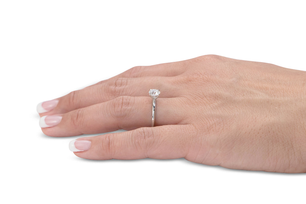 Premium Certified Lab-Grown Diamond, 1.00 carat round brilliant solitaire engagement ring in 14 carat white gold