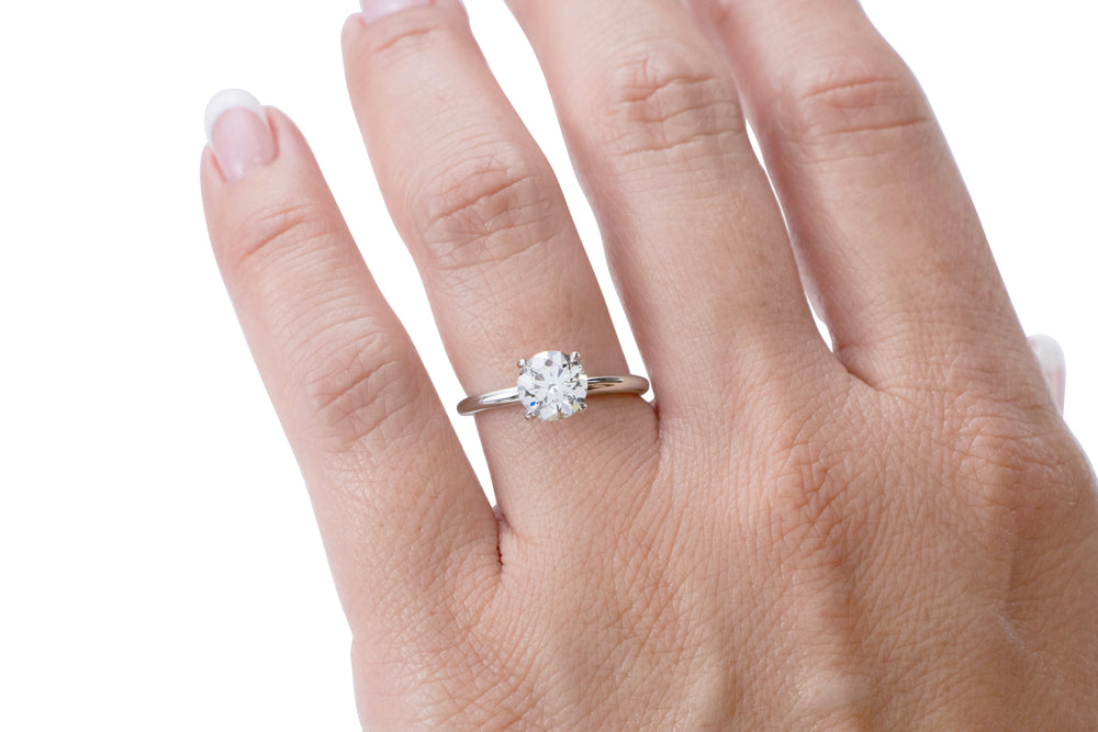 Premium Certified Lab-Grown Diamond, 1.50 carat round brilliant solitaire engagement ring in 14 carat white gold