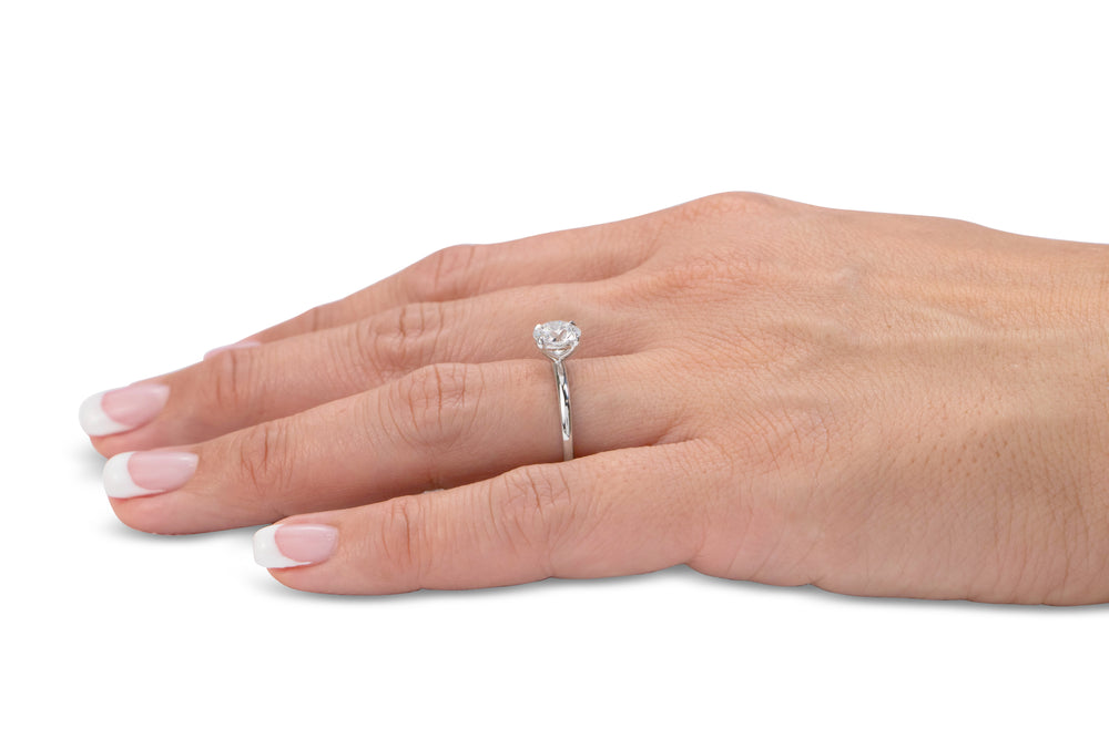 Premium Certified Lab-Grown Diamond, 1.50 carat round brilliant solitaire engagement ring in 14 carat white gold