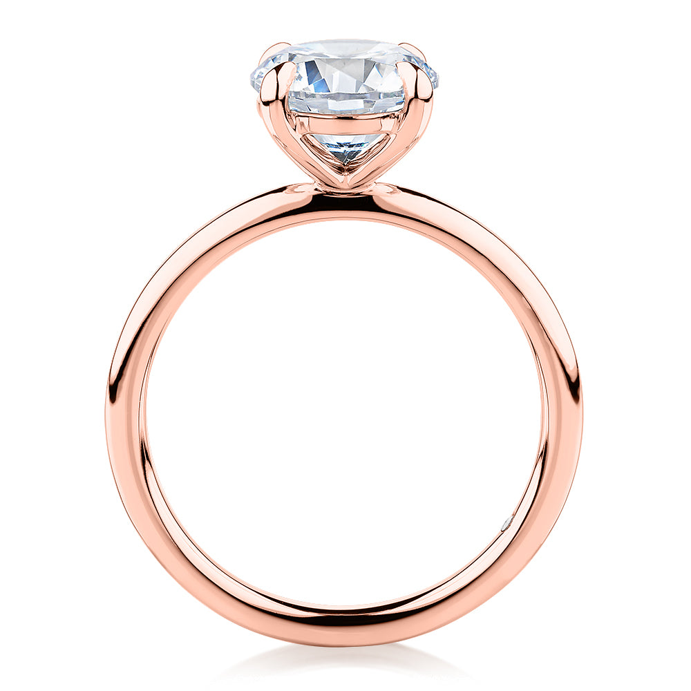 Signature Simulant Diamond 2.00 carat* round brilliant solitaire engagement ring in 14 carat rose gold
