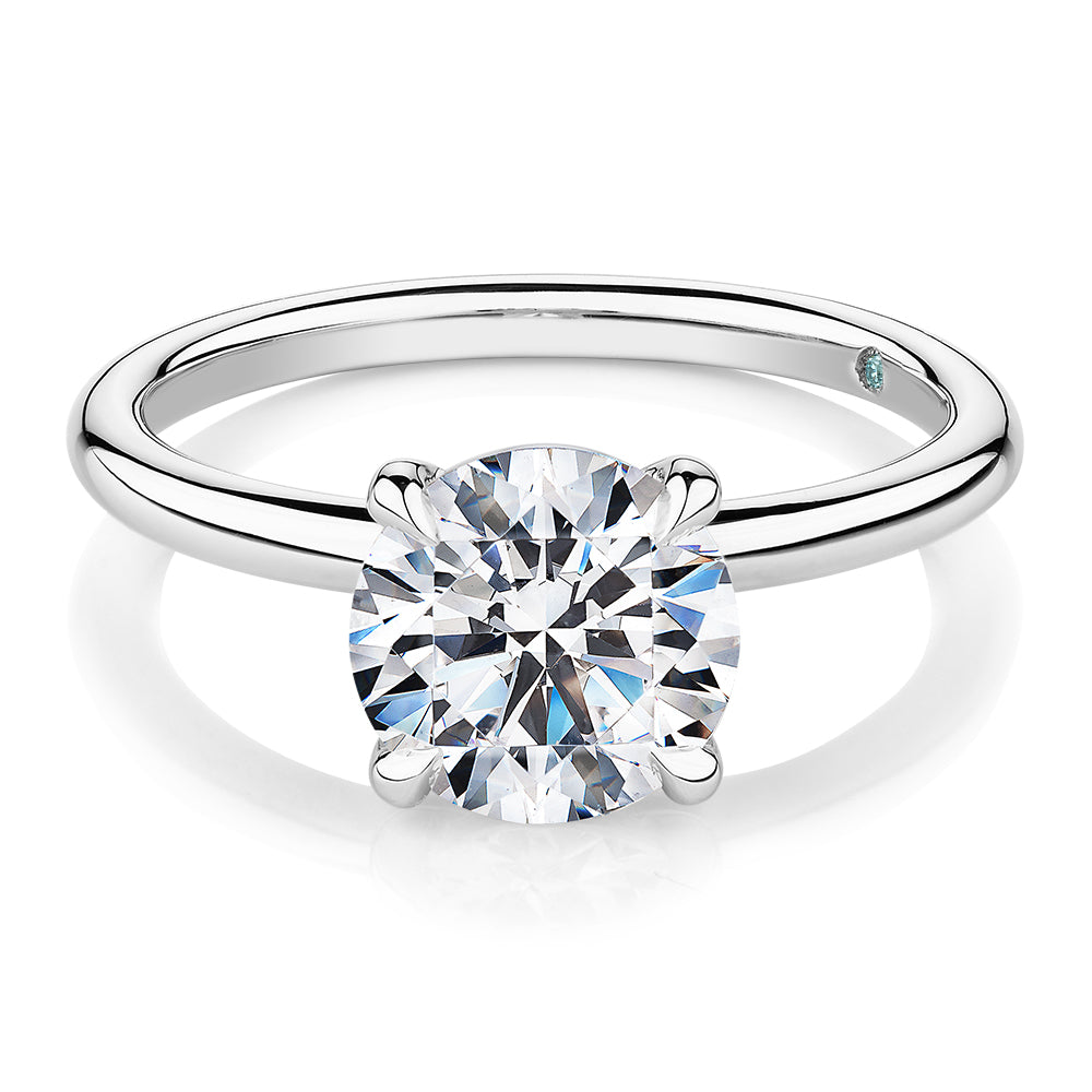 Premium Certified Lab-Grown Diamond, 2.00 carat round brilliant solitaire engagement ring in 14 carat white gold