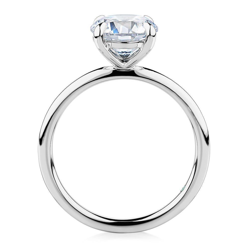 Premium Certified Lab-Grown Diamond, 2.00 carat round brilliant solitaire engagement ring in 14 carat white gold