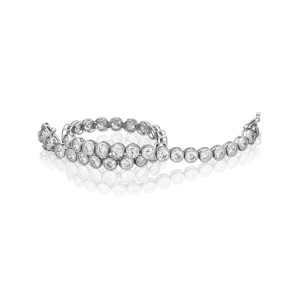 Round Brilliant tennis bracelet with 10.25 carats* of diamond simulants in 10 carat white gold