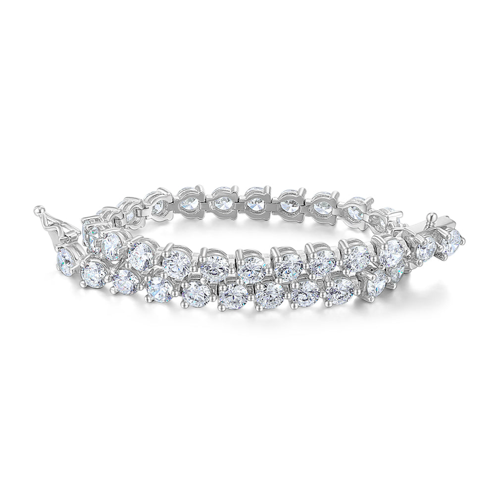 Round Brilliant tennis bracelet with 8 carats* of diamond simulants in sterling silver