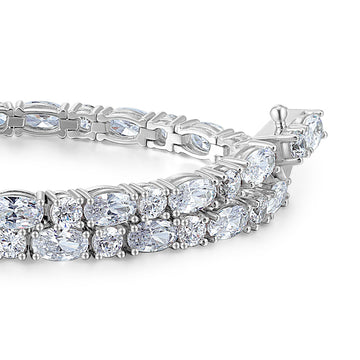 Oval and Round Brilliant tennis bracelet with 6.38 carats* of diamond simulants in sterling silver secondary view