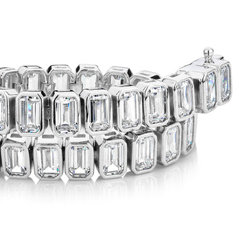 Emerald Cut tennis bracelet with 29.04 carats* of diamond simulants in sterling silver secondary view
