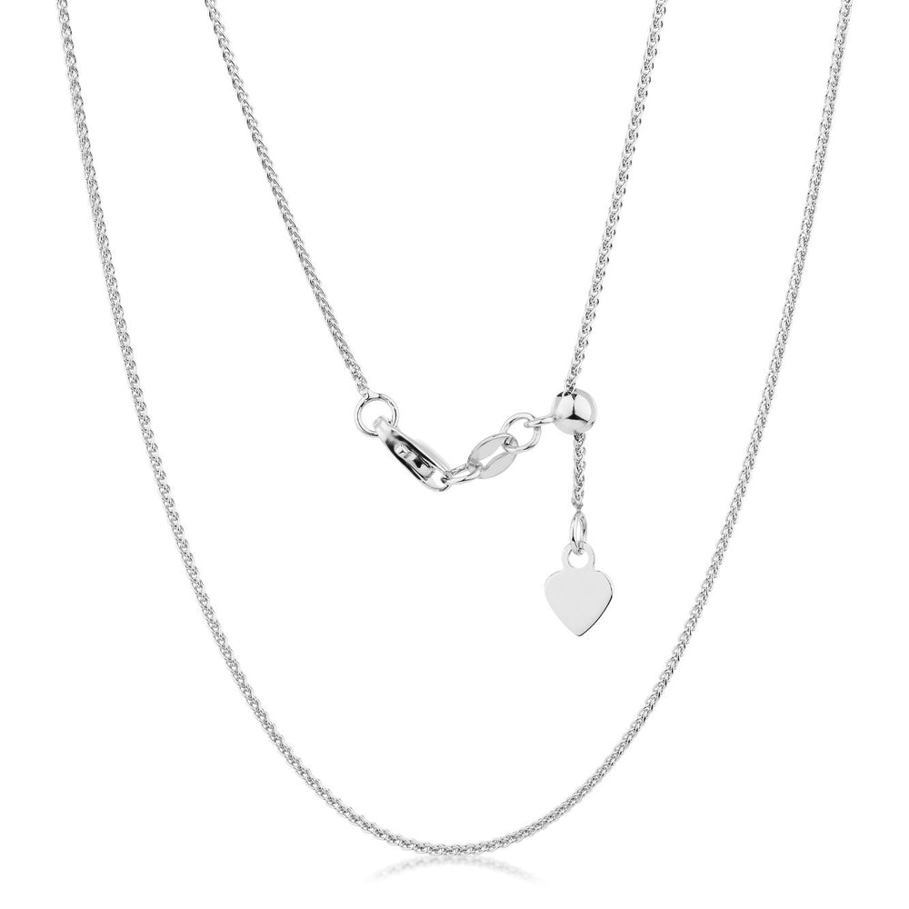 55CM adjustable wheat chain in 10 carat white gold