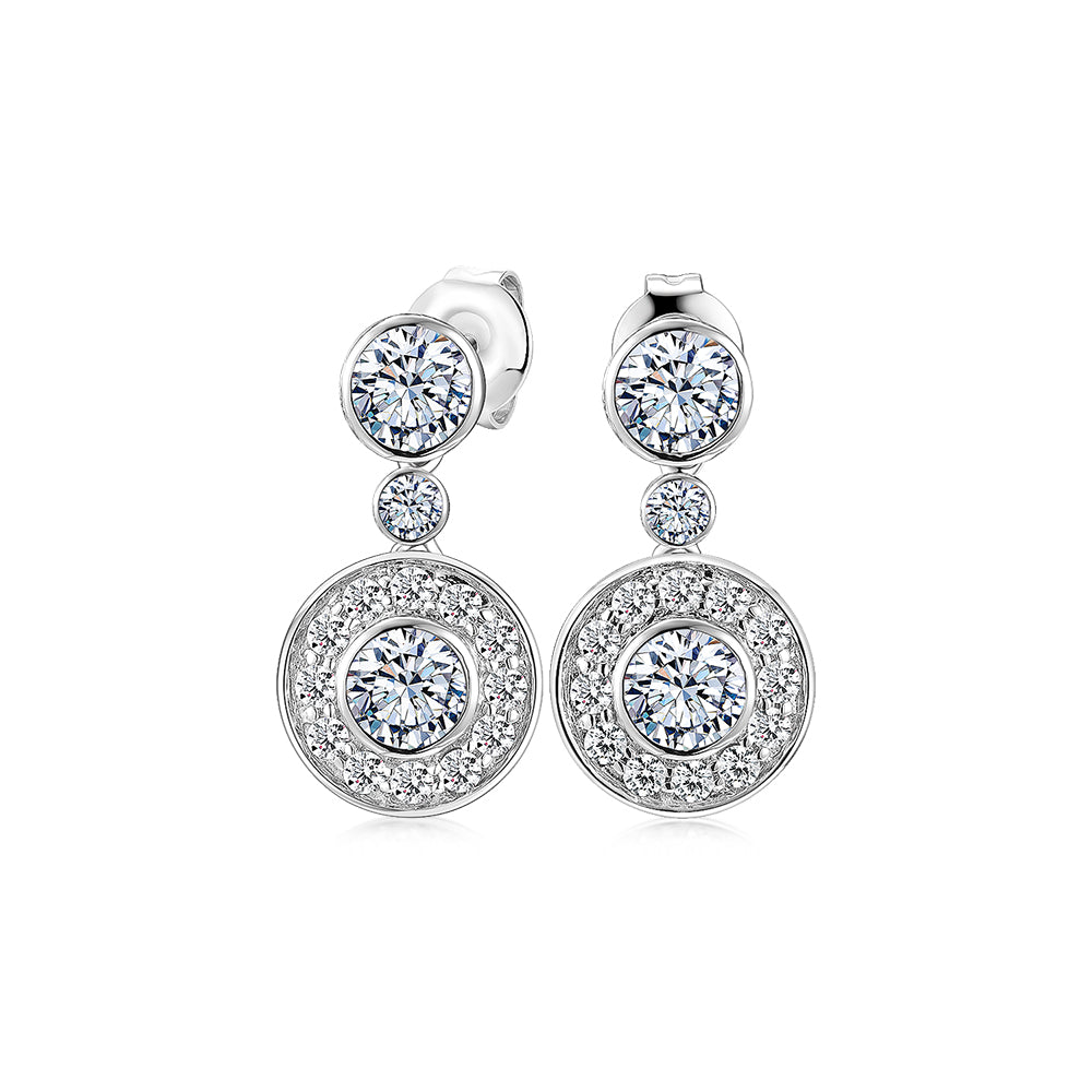 Round Brilliant halo stud earrings with 2.4 carats* of diamond simulants in 10 carat white gold