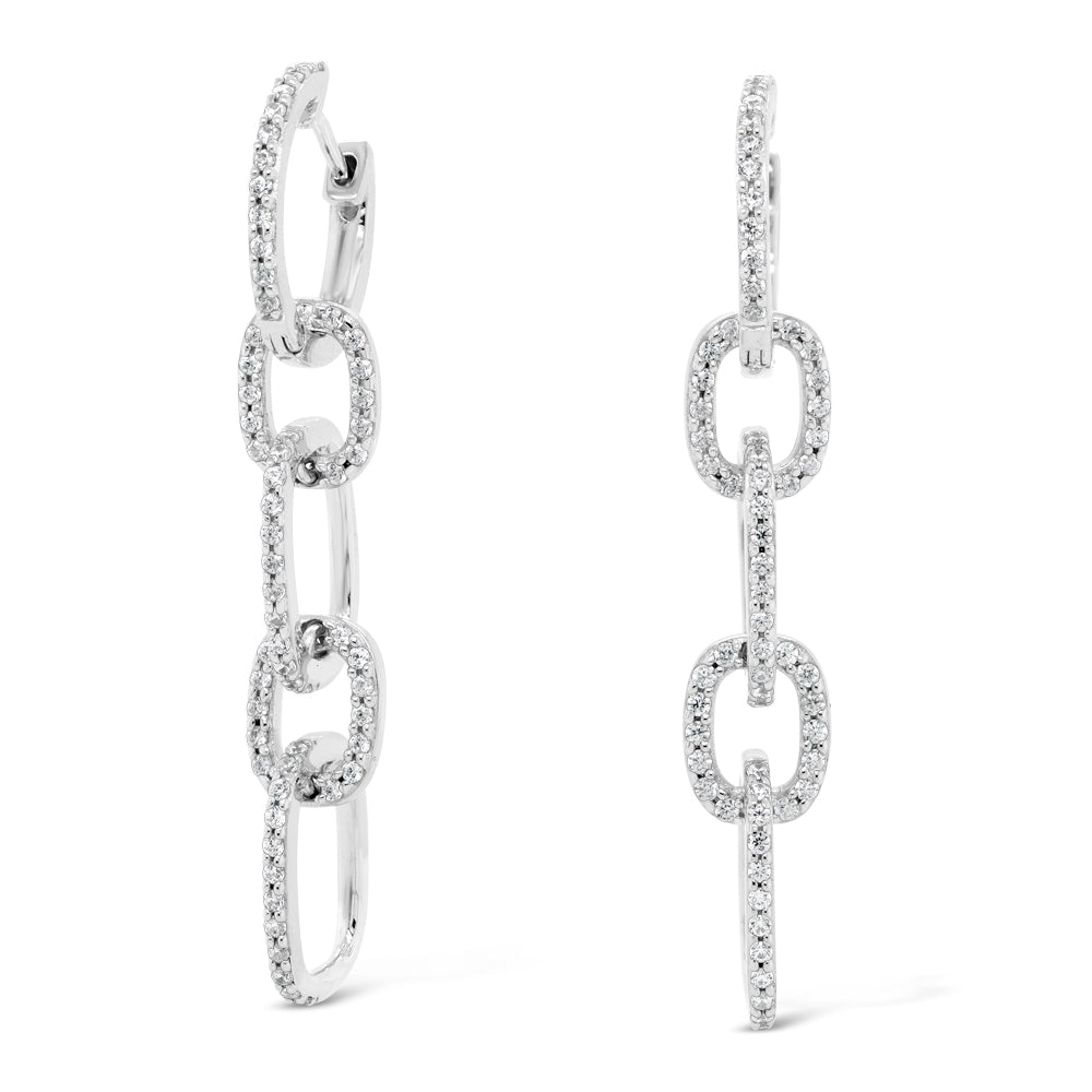 Round Brilliant drop earrings with 0.65 carats* of diamond simulants in sterling silver
