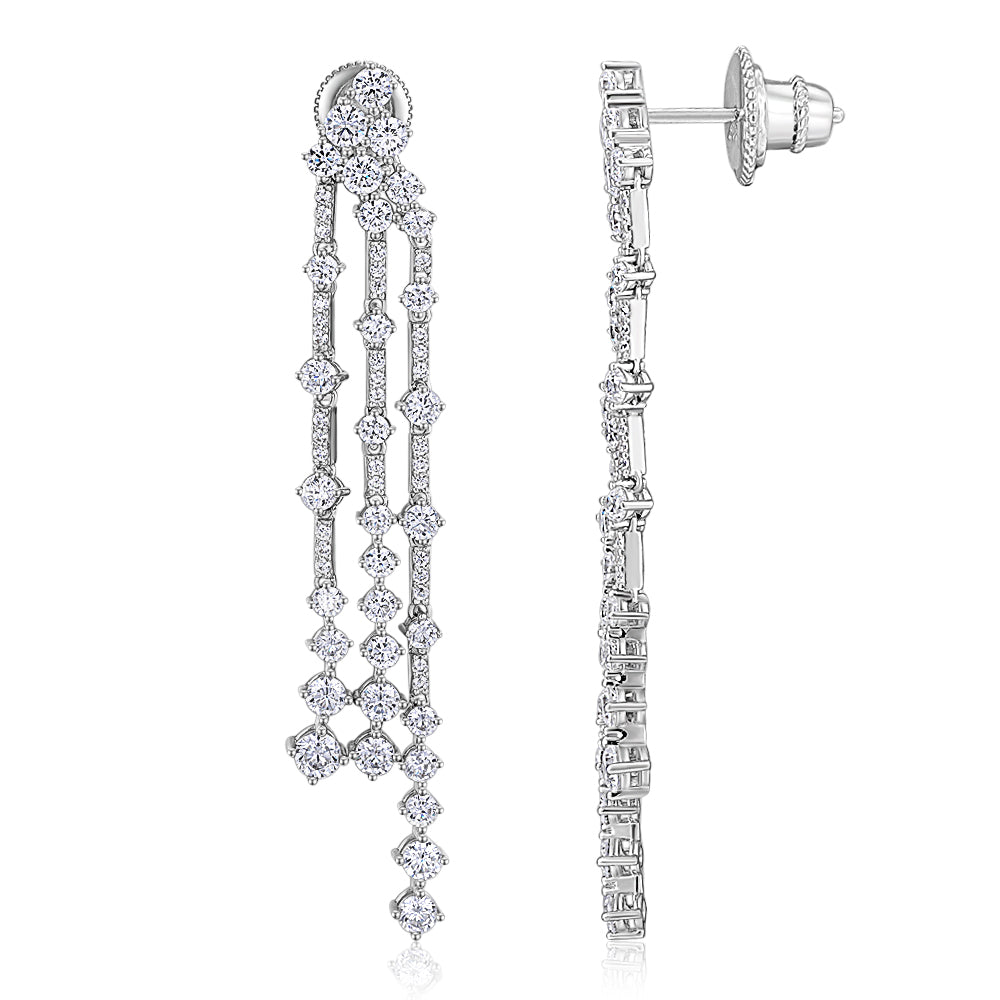 Round Brilliant drop earrings in sterling silver