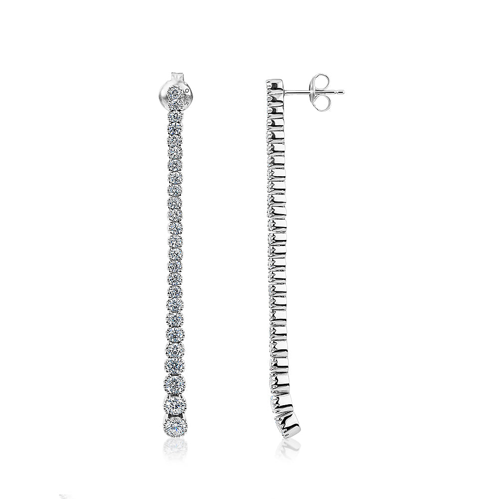 Round Brilliant drop earrings with 2.42 carats* of diamond simulants in sterling silver