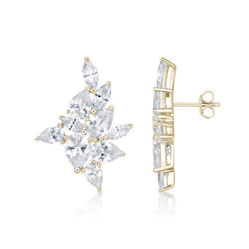 Pear and Marquise fancy earrings with 10.92 carats* of diamond simulants in 10 carat yellow gold
