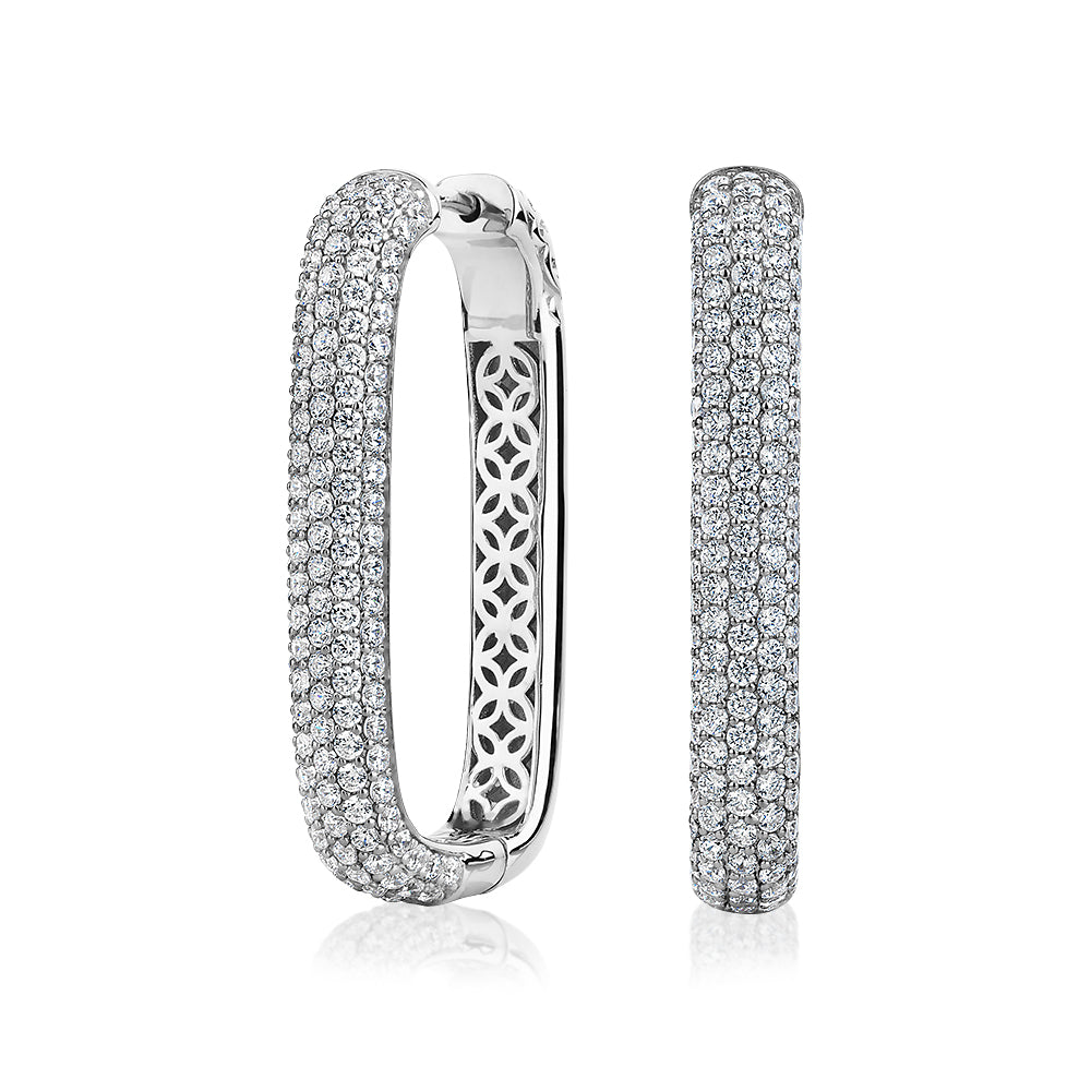 Round Brilliant hoop earrings with 2.58 carats* of diamond simulants in sterling silver