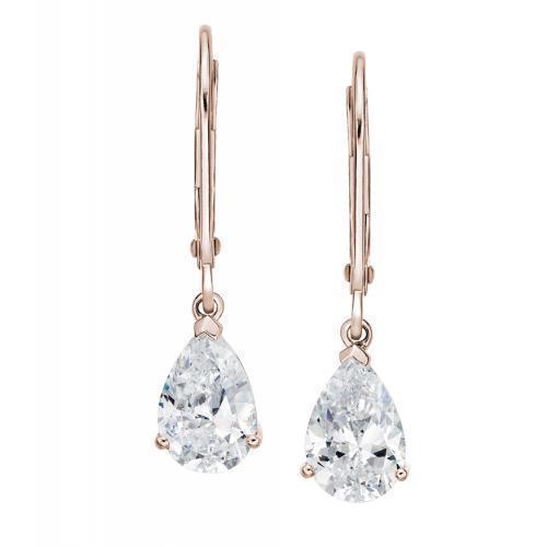 Pear drop earrings with 2 carats* of diamond simulants in 10 carat rose gold