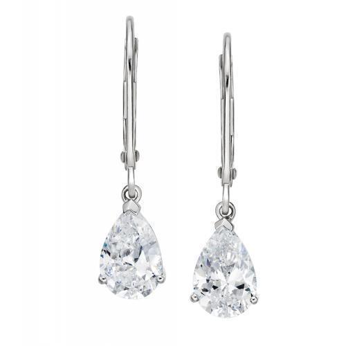 Pear drop earrings with 2 carats* of diamond simulants in 10 carat white gold
