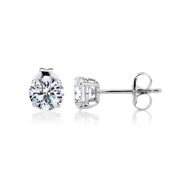 Round Brilliant stud earrings with 1.5 carats* of diamond simulants in 10 carat white gold secondary view