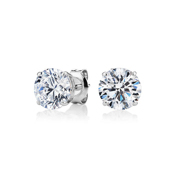 Round Brilliant stud earrings with 3 carats* of diamond simulants in 10 carat white gold