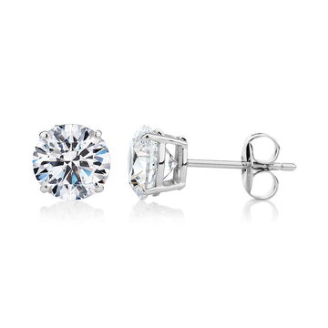 Round Brilliant stud earrings with 3 carats* of diamond simulants in 10 carat white gold secondary view