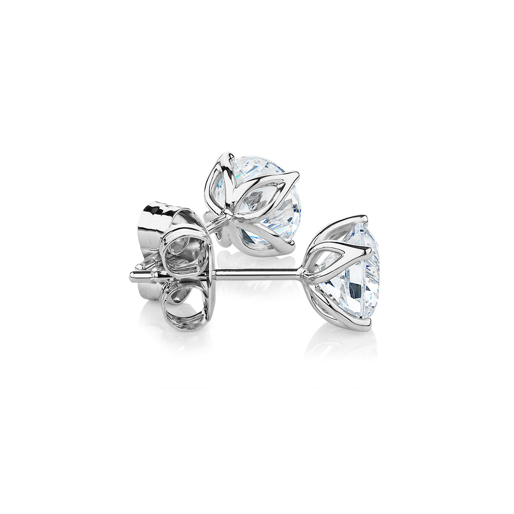 Round Brilliant stud earrings with 2 carats* of diamond simulants in 10 carat white gold