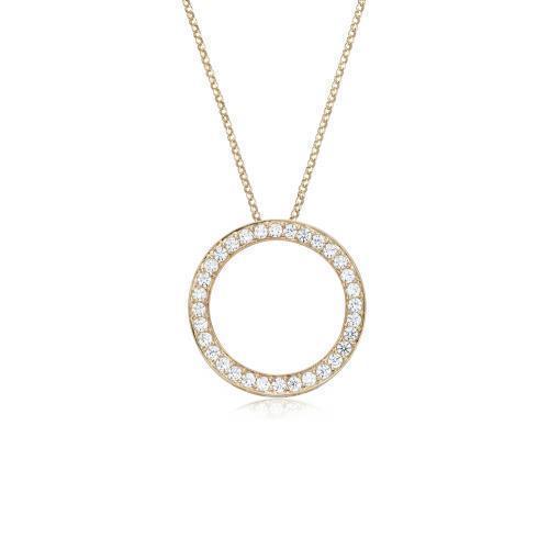 Circle pendant with 0.69 carats* of diamond simulants in 10 carat yellow gold