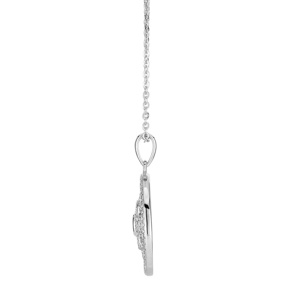 Round Brilliant diamond simulant necklace in sterling silver