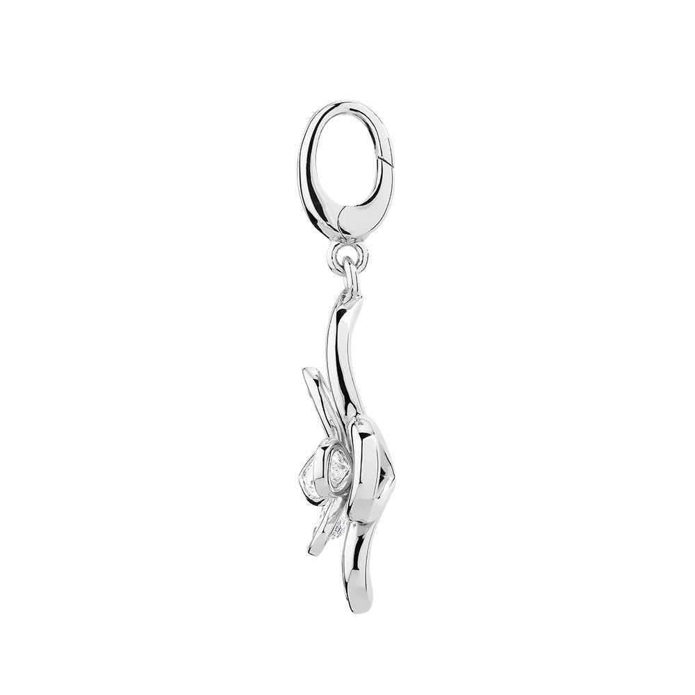 Marquise and Pear charm pendant with 0.92 carats* of diamond simulants in sterling silver