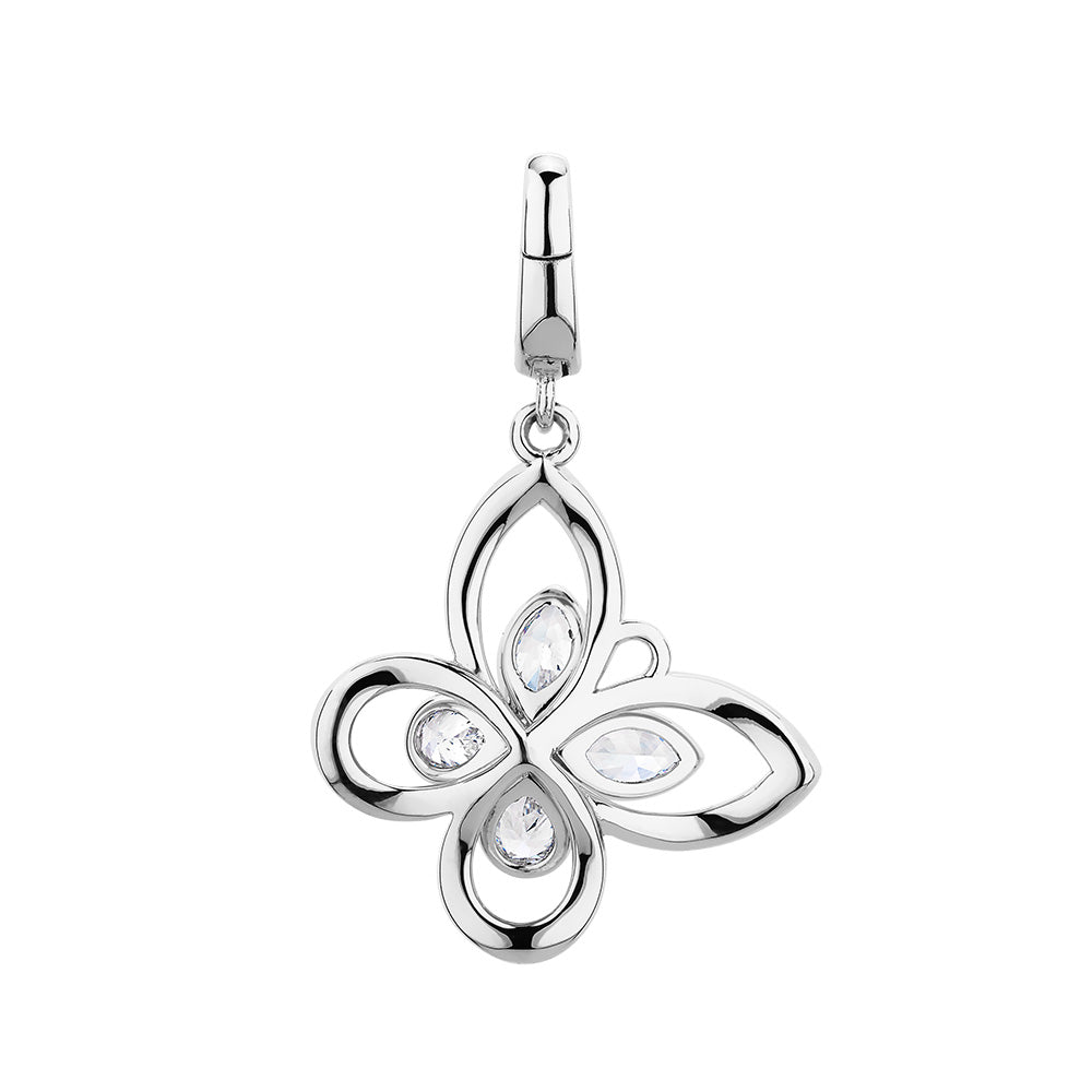 Marquise and Pear charm pendant with 0.92 carats* of diamond simulants in sterling silver