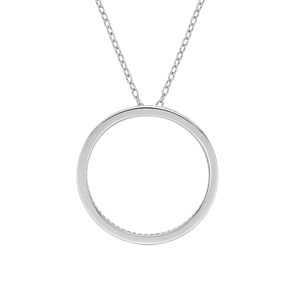 Circle of Life Unique Edge Set Pendant in White Gold