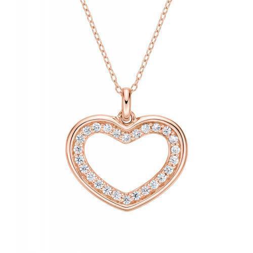 Heart pendant with 0.45 carats* of diamond simulants in 10 carat rose gold