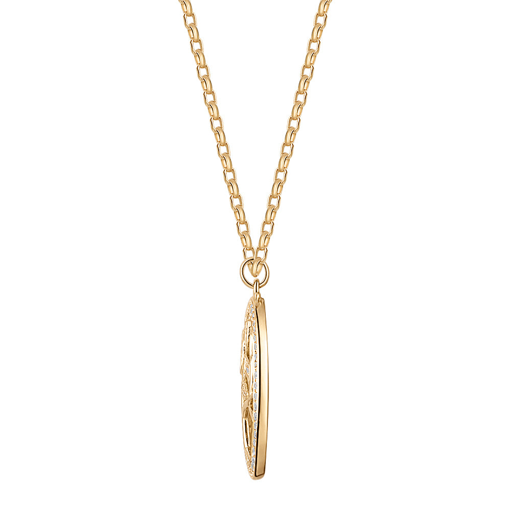 Fancy pendant with 0.35 carats* of diamond simulants in 10 carat yellow gold