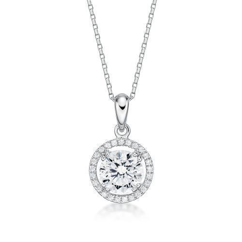 Halo pendant with 1.77 carats* of diamond simulants in 10 carat white gold
