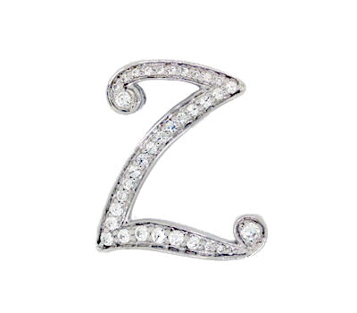 Fancy initial pendant in sterling silver letter 'Z'