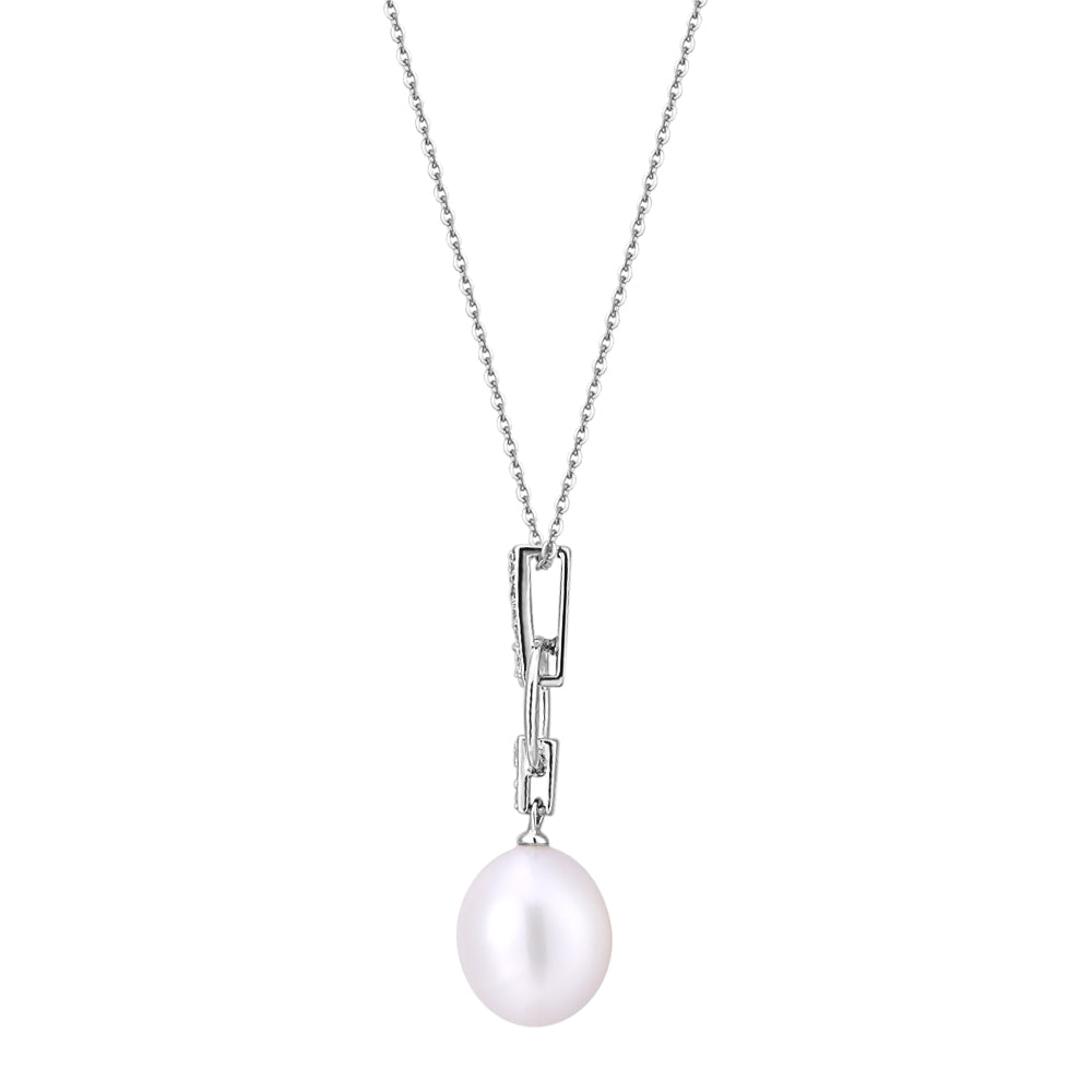 Cultured freshwater pearl drop necklace in sterling silver