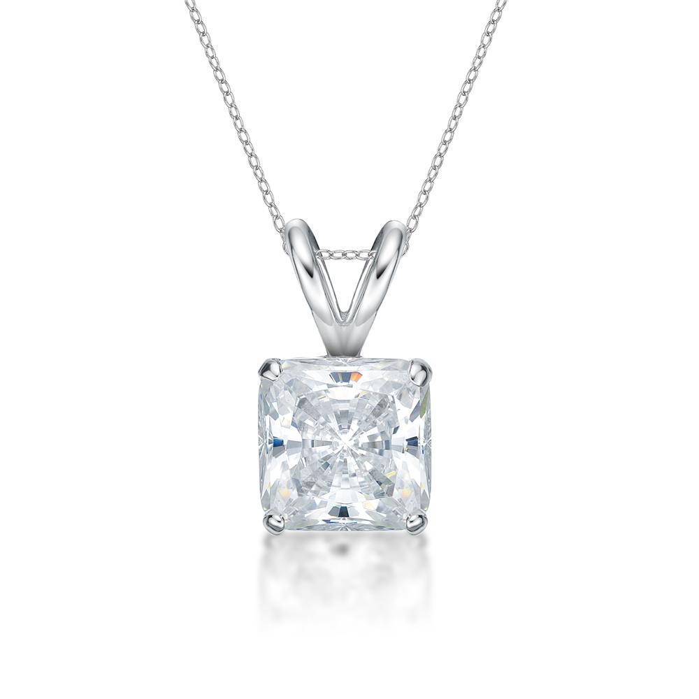 Princess Cut solitaire pendant with 1.5 carat* diamond simulant in 10 carat white gold