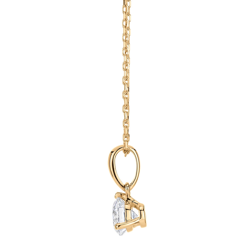 Round Brilliant solitaire pendant with 0.36 carat* diamond simulant in 10 carat yellow gold