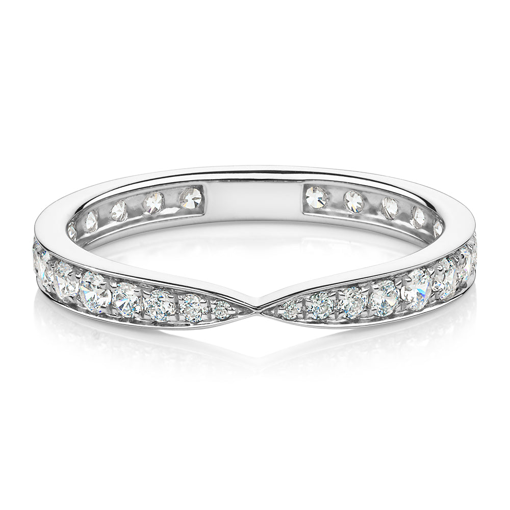 All-rounder eternity band with 0.75 carats* of diamond simulants in 10 carat white gold