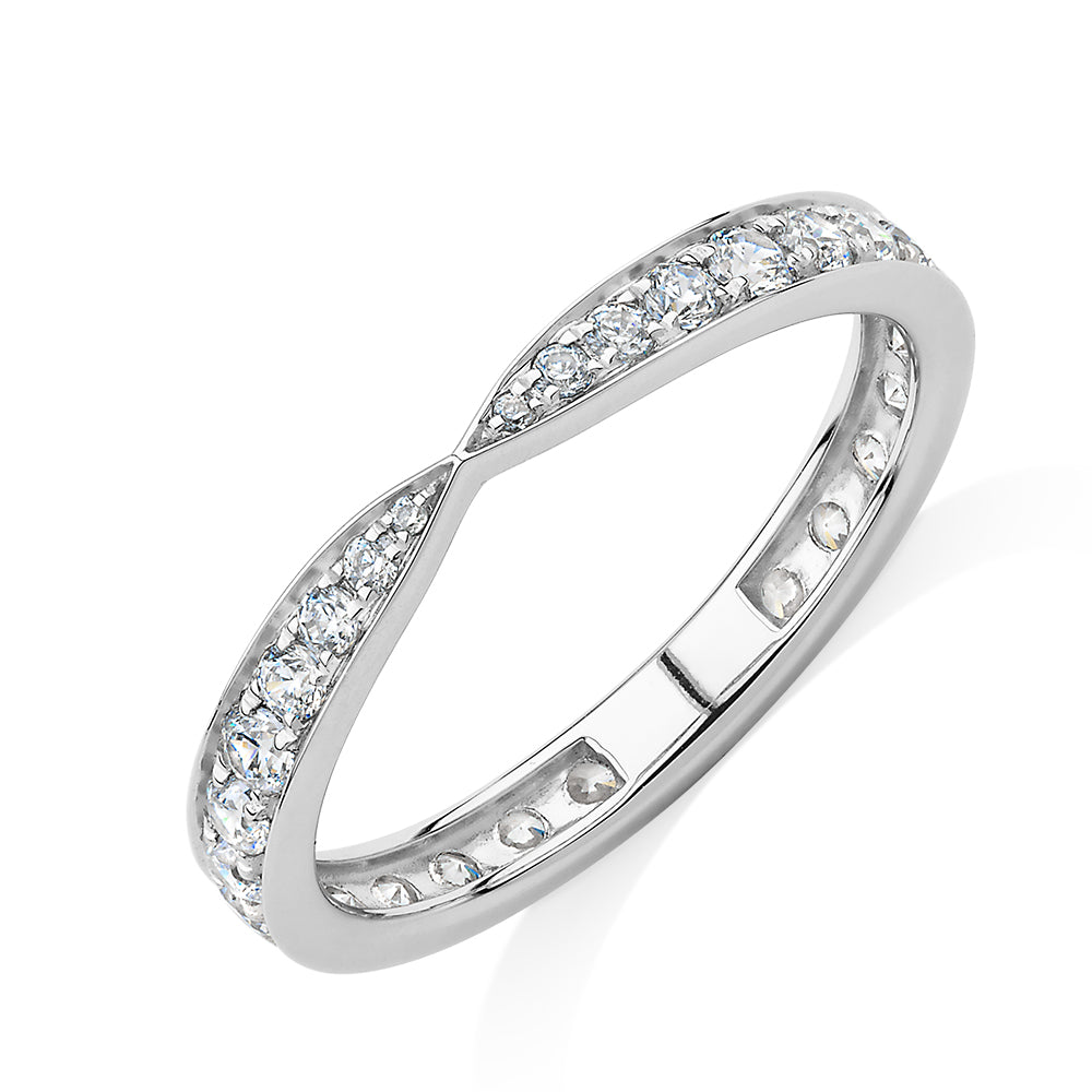 All-rounder eternity band with 0.75 carats* of diamond simulants in 10 carat white gold